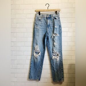 Garage Organic Cotton Vintage Straight Distressed Knee Medium Wash Jeans 25/01